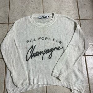 The Laundry Room Cream Sweater with Black Text